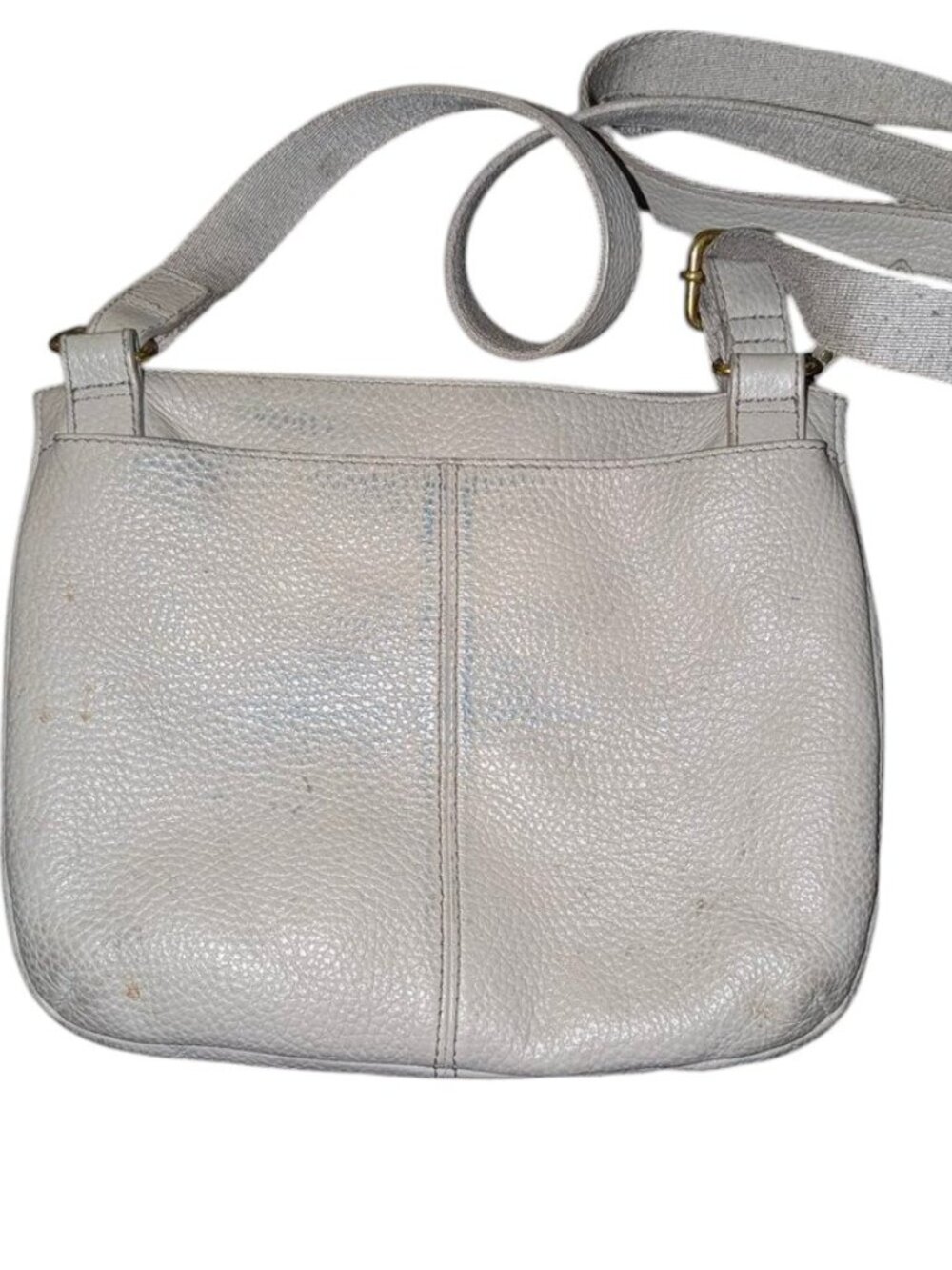 *3 FOR $9* Fossil Leather Crossbody Neutral Handbag Purse Bag Pockets Taupe Grey - Picture 5 of 6